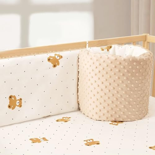 BAZEFHANZ Atmungsaktive Krippenumrandung Gitterbett Umrandung Gepolstert Gitterbett Umrandung Babybett Kollisionsschutz Weich Atmungsaktiv Babybett Umrandung Waschbar Bettumrandung (A 190CM)
