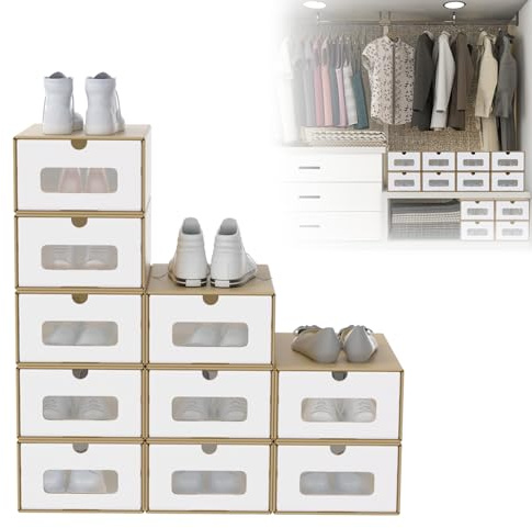 UISEBRT Set di 40 scatole per scarpe impilabili con finestra trasparente, per cameretta, ufficio, soggiorno, camera da letto, 40 pezzi
