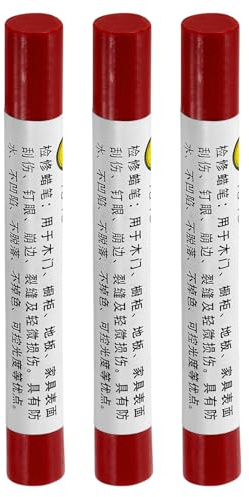 QUARKZMAN Stecche per Riparazione Mobili, 3 Pz - Cera per Legno, Pennarelli Ritocco - per Graffi Buchi Tavoli Scrivanie Pavimenti in Legno Coperture, Rosso Ice Land