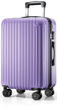 ABISTAB Voyager Hartschalen Reisekoffer mittelgroß 66x45x27cm, Handgepäck Koffer, leicht Rollkoffer mit 4 Rollen, Zahlenschloss, Koffer & Trolleys, Helllila