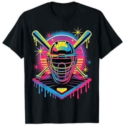 Masque attrape-baseball goutte à goutte style rue T-Shirt