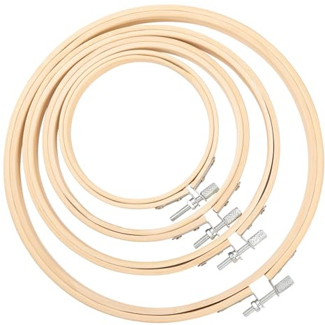 Coptiner 4 Pieces 4 Sizes Embroidery Hoops，Round Bamboo Embroidery，Cross Stitch Accessories Frame，Embroidery Hoop Stand for DIY Art Craft Sewing and Decoration