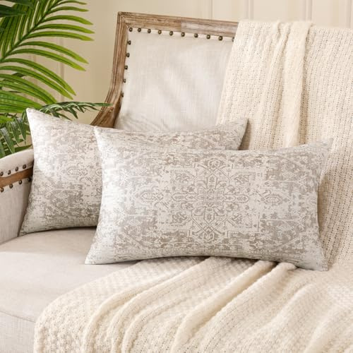 Miuyunya Housse de Coussin Boheme 30x50 Vert Sapin Boho Housse Coussin Lot de 2 Ethnique Decoratif Canape Rétro Décoratifs pour Lit Chambre Chaise Extérieur Jardin Art Déco Automne