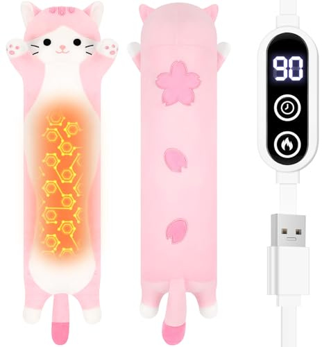 Electric Heating Pad for Period Pain Relief Heating Pad for Cramps Relief Cuddly Soft Sakura Cat Plush Portable Electric Heat Pad for Neck Shoulder Back Heated Pad for Unisex Heat Pad (Pink)