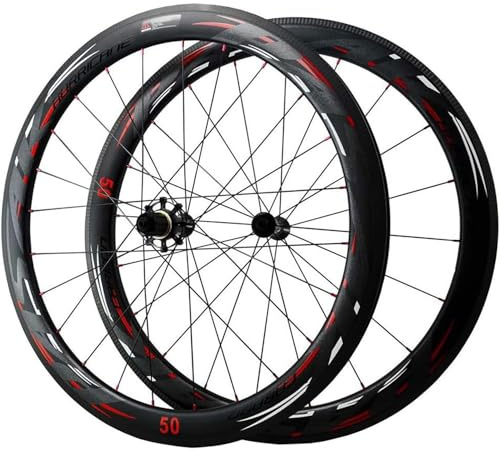 KUNYOS Rennrad Laufräder Carbon 700C Drahtreifen Felge V Bremse 40/50/55 mm Fahrrad Rennräder 25 mm breit 45# Speichen nur 1830G matt,50mm