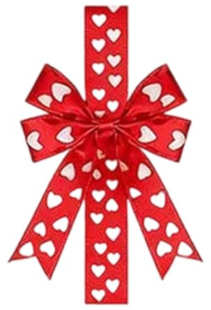 Valentines Cabinet Bow | 9.8 Inch Red and White Romantic Ribbons - Valentine's Day Heart Bow - for Friends Weddings Farmhouse Bedroom Home Hallway Holiday Birthday Party Dormitory