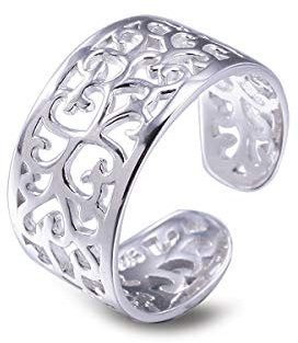 VIKI LYNN Verstellbarer Zehenring für Damen Vintage-Design für Frauen (Silberfarben)