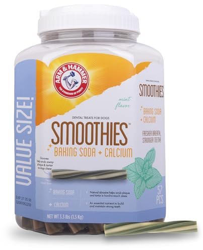 Arm & Hammer Smoothies Dental Chews for Dogs, Mint Flavor, Medium, 57 Count