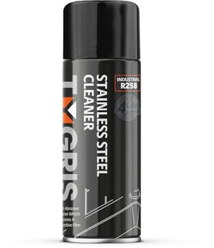 Tygris R258 Stainless Steel Cleaner Spray – 400ml – Lemon Scented, Non-Abrasive Shine & Protection for Fridges, Ovens, Sinks, Appliances & Metal Surfaces – Removes Fingerprints, Grease & Smudges