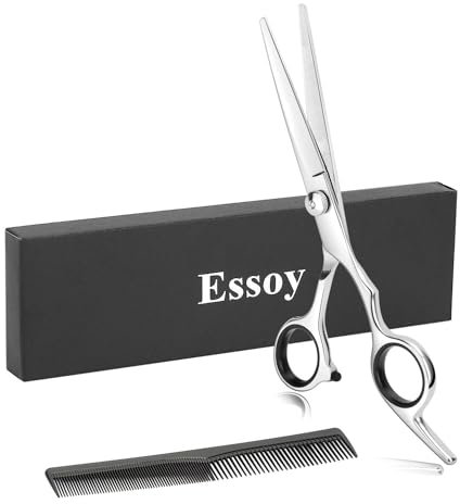 ESSOY Profi Friseurscheren/-schere (6,7 Zoll),Edelstahl-Haarschneideschere für den Salon zu Hause,Friseur-Friseurschere für Frauen,Männer,Kinder (Silver)