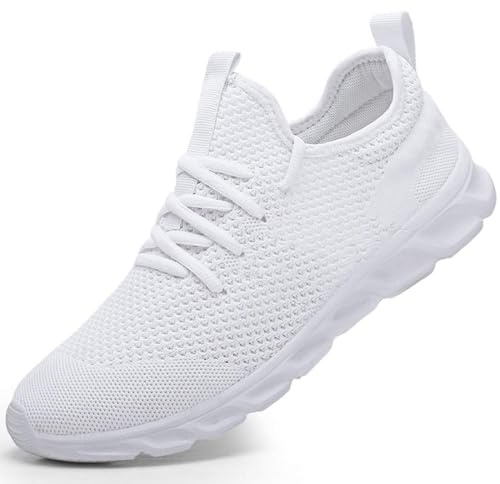 Zapatillas Deportivas Running de Mujer para Correr Asfalto Zapatos Gimnasia Deporte Fitness Casual Transpirables Seguridad con Cordones Atlético Gym Trekking Sneakers Plataform Calzado Blanco 36 EU