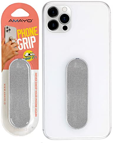 Amayo Grip Mobilhållare – originalet – fingerhållare till mobiltelefonen, mobilställ med grepp, mobilring (iSeries, silver)