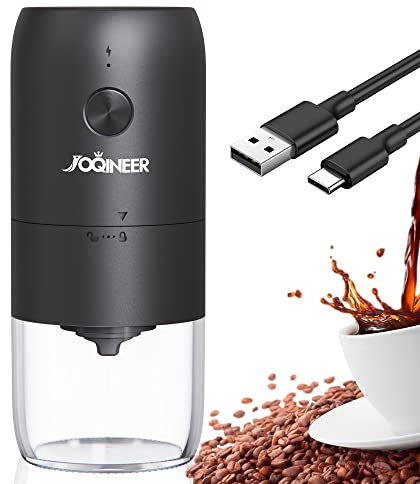 Macinacaffè Elettrico portatile, Mini Macinacaffè Automatico con Ruvidità Regolabile 1800mAh Ricaricabile per Viaggi in Campeggio All'aperto Interno