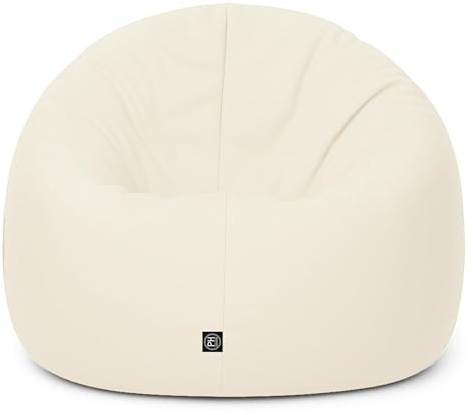 PATCH HOME Sittsäck 2-i-1 sittdyna, golvkudde för vuxna och barn – gaming med fyllning kudde, fåtölj, beanbag (creme, Ø 155 cm)