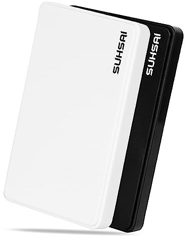 SUHSAI External Hard drive 1TB, 2.5 Inch External Hdd, Storage and Backup Drive, hard disk, USB 2.0 portable hard drive, Compatible with Mac, Laptop, Desktop, computer (White)