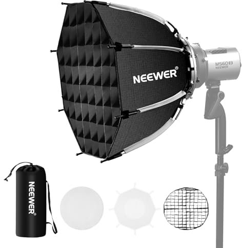 NEEWER 45cm Octagon Softbox Bowens Halterung, Schnellverschluss Achteckige Softbox, Diffusoren/Wabengitter/Tasche für Q4 RGB CB60 MS60B MS60C MS150B, kompatibel mit Godox Aputure Studiolicht, NS1P