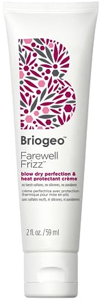 Briogeo Farewell Frizz Blow Dry Perfection & Heat Protectant Crème | Silicone-Free Styling Cream for Frizz Control, Smoothness & Shine | Protects Up to 450°F | Vegan & Cruelty-Free | 2 oz