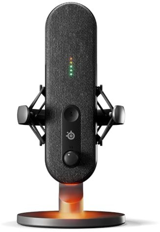 SteelSeries Alias USB-Mikrofon für PC – 3 Mal größere Kapsel fürs Gaming, Streaming und Podcasting – KI-gestützte Geräuschunterdrückung – LED-Stummschalttaste + Pegelüberwachung – Stoßdämpfer