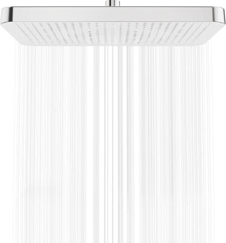 YUANNY Regendusche Quadratische Einbauduschköpfe Duschkopf Regenbrause Brausekopf mit Anti-Kalk-Düsen, Regenduschkopf Eckig 35X22 cm, Chrom