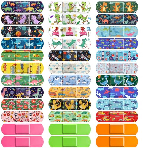 Sublaga 300Pcs Adhesive Bandages, 33 Styles Kids Cartoon Bandage Adhesive Flexible Colorful Bandages Cute Cartoon Bandages for Boys Waterproof Bandage for Kids Protect Scrapes