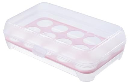 Masyrt Huevera portátil para huevos transparente multifuncional con 15 rejillas para frigorífico de cocina