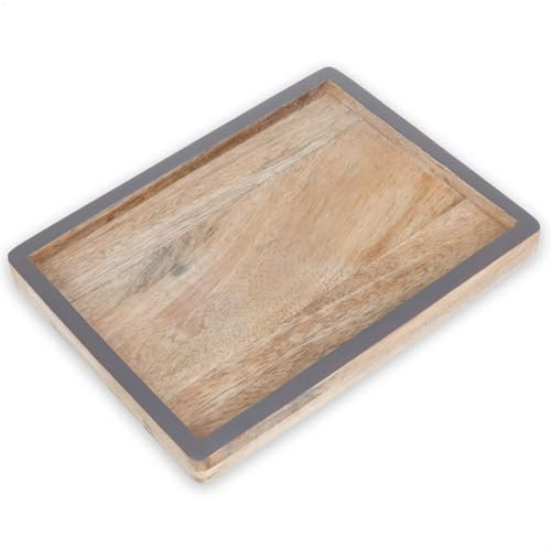 COM-FOUR® Bandeja de Madera de Mango - Tablero Decorativo como Cuenco para Llaves - Mini Bandeja para Servir - Bandeja de Madera para decoración de mesas [la selección varía]
