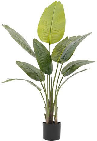 C-Juzarl Konstgjord växt bananträd 120 cm konstgjord paradisfågel växt med 8 blad konstgjorda växter i kruka för inomhus och utomhus hus kontor trädgård