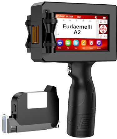 Imprimante à Jet d'encre Portable et Manuelle A2 avec Cartouches d'encre de 42 ML, Capable D'imprimer Codes-Barres, Codes QR, Logos, Dates et Numéros Lot (Hauteur d'impression : 2 à 25,4 mm)