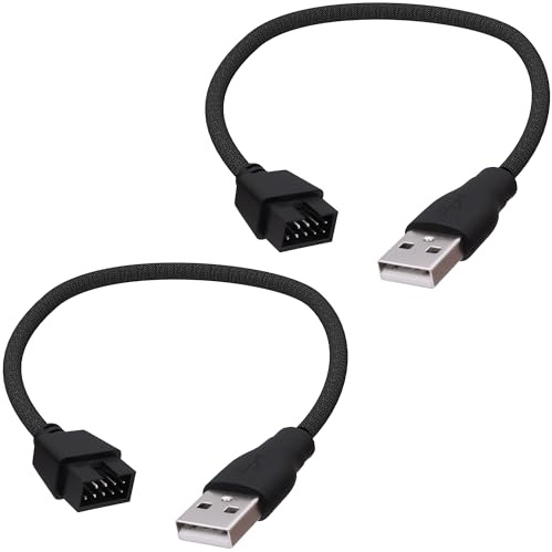 YARCHONN USB 2.0 a 9 pines cable adaptador de encabezado de placa base USB tipo A macho de 9 pines macho cable convertidor de datos de placa base -20cm-2pcs