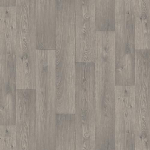 Vinyl Flooring Wood Oak Plank Effect Easy DIY Vinyl Flooring Roll | Non-Slip Easy Clean Waterproof Lino Vinyl Floor | Living Dining Room, Lounge, Hallway Flooring (Soft Grey, 3m x 2m)