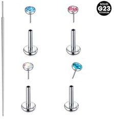 MODRSA Piercing-Gioielli Piercing al trago Piercing al naso con chiusura piatta: orecchini in acciaio inossidabile 20g per trago Piercing al naso in argento Include cono per piercing