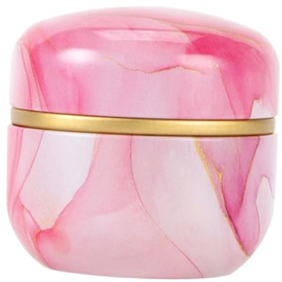 Gatuida Loose Powder Storage Jar with Lid Japanese Style Tinplate Canister for Tea Leaves Candy Dried Fruit Multi-purpose Round Powder Box with Decorative Floral Pattern Dustproof and