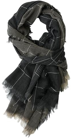 Genérico Bufanda Hombre Suave Bufanda de Cuadros con Flecos Otoño e Invierno Largo Fulares Chal Estola, 200 x 130 cm (Negro)