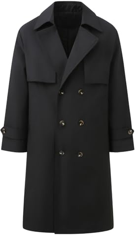 Allthemen Trench-Coat Double Boutonnage Homme Blouson De Coupe-Vent Parka