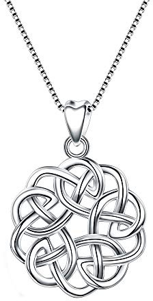 EVER FAITH 925 Sterling Silver Round Infinity Endless Love Celtic Knot Pendant Necklace for Women