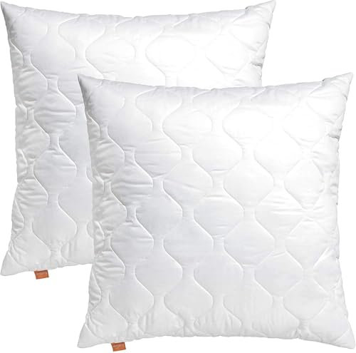 sleepling 2er Set Basic 100 Kopfkissen, Zierkissen, Sofakissen, 30 x 30 cm, Ökotex, waschbar bis 60 Grad, Made in EU, Füllmengengarantie, Größengarantie, weiß