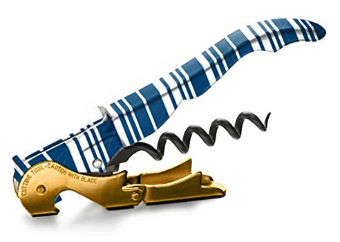 PULLTAP'S GENUINE Raya Marí 900 - Cavatappi da cameriere professionale con motivo a righe, prodotto in Spagna, con doppia leva snodata, coltellino tagliacapsule e apribottiglie