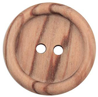 6 Stück hübsche Holzknöpfe 2 Loch europäische Fertigung mit sichtbarer Maserung erhöhter Rand 5 Größen Holz Knöpfe Natur (15mm)