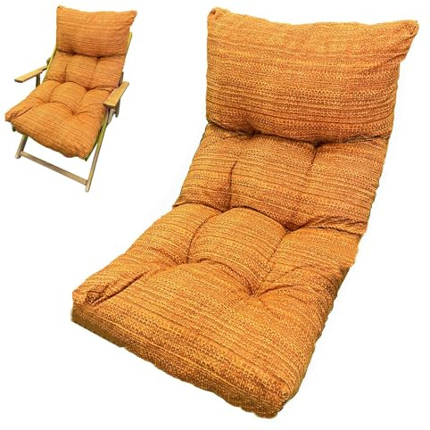 Marvin Cuscino Per Poltrona Sedia Sdraio Relax Giardino Esterno Tessuto In Legno Imbottito Reclinabile Pieghevole (Arancio)