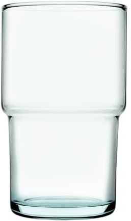 Pasabahce Aware Hill Recycled Stacking Highball Glasses - 440ml - Green - Pack of 4 - Water Glasses Dishwasher Safe Drinking Glass Cups for Drinking Water, Juice