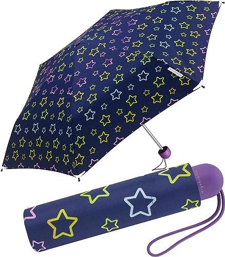 happy rain Ergobrella Kinder-Taschenschirm mit reflektierenden Elementen Glowing Stars, 89 cm
