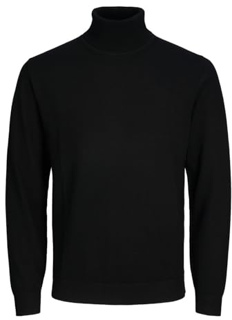 JACK&JONES JPRCCMARK Pull en Laine mérinos pour Homme, Noir, Taille S, Noir, S