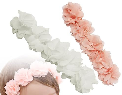 KAPSING 2 Stück Haarband Stirnband für Baby, Baby Turban Kopfband,Elastisches stirnband baby mädchen, baby Blumen haarband, Neugeborene Kleinkinder Haarband, Babyzubehör