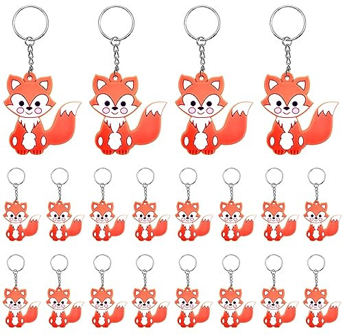 MEIYIFAN 30 Pezzi Mini Portachiavi,Portachiavi con Animali dei Cartoni Animati,Porta Chiavi Idea Bomboniera,Regali dei Bambini Premio,per Bambine Ragazze Regalo Festa Compleanno Bomboniere (Volpe)