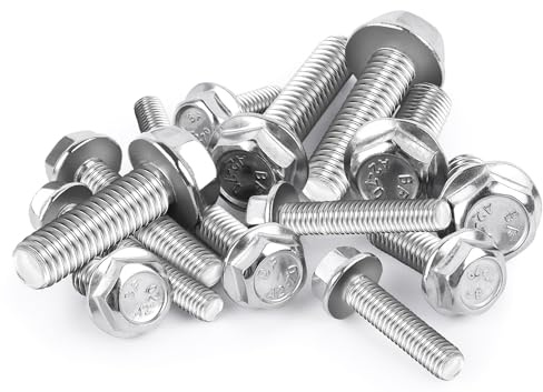 Tornillos De Brida Tornillo De Cabeza Hexagonal M6x12mm Pernos Con Reborde 25Pcs Perno De Cabeza Hexagonal Sin Dientes De Bloqueo Acero Inoxidable 304 A2 Tornillos Con Rosca Completa (M6x12mm)