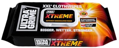 UltraGrime PRO Xtreme Lingettes de nettoyage humides – Puissantes lingettes permanentes pour enlever la peinture des marqueurs – Chiffons à récurer texturés ultra résistants (40 lingettes XXL +