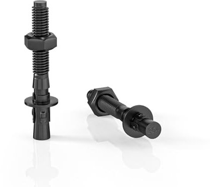 ORTAVA 10 Stück Schwerlastdübel M10 x 80mm, Bolzenanker M10 Edelstahl, Schwerlastanker, Edelstahl A2 V2A, Schwarzes Oxid, mit Unterlegscheiben und Muttern, für Maschinen, Geländer