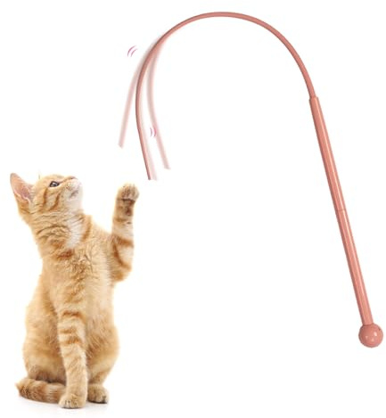 TETSMG Canne à pêche pour chat en silicone Twiggle Tail - Jouet interactif pour chat - Jouet intelligent portable pour chat - Baguette magique douce - Rose