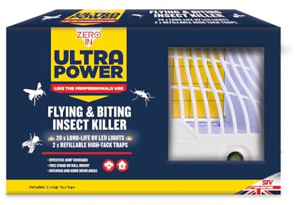 Zero In® Ultra Power Flying & Biting Insect Killer, Mains Powered, Free-Standing or Hanging, Powerful Indoor Insect Control