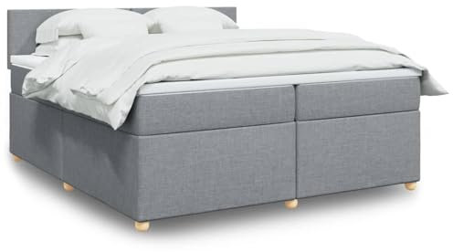 qohoio Boxspringbett mit Matratze Betten Mit Matratze Schlafzimmer Bett Boxspringbett Mit Matratze Hellgrau 200x200 cm Stoff / 3289080